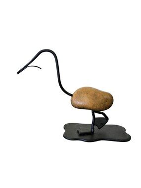 Rock & Metal Bird Figurine Black Base Cabin Decor Duck Wildlife Desk